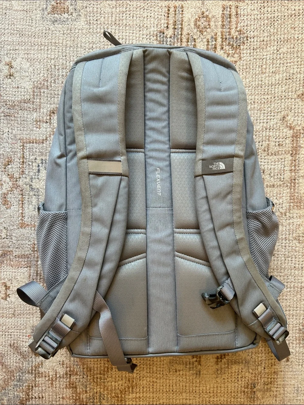 The North Face Jester Backpack in Light Gray with Black Bungee